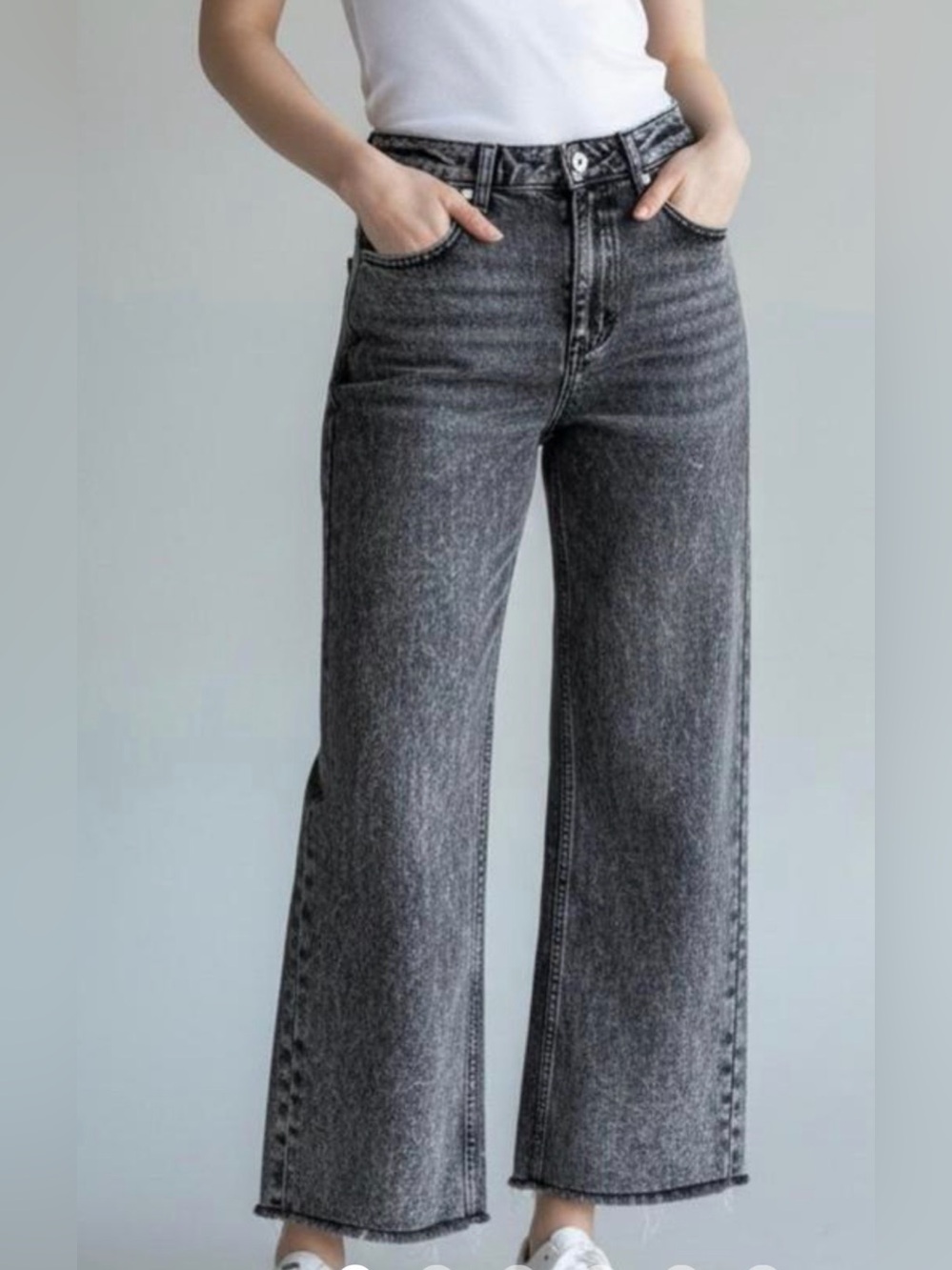 Oat New York Acid Washed Black Wide Leg Jeans Women’s 29